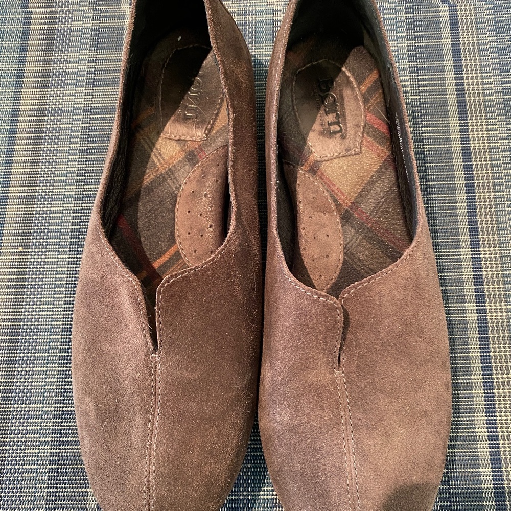 Women Born Sebra Nubuck Slip On Loafers Size 9M Brown